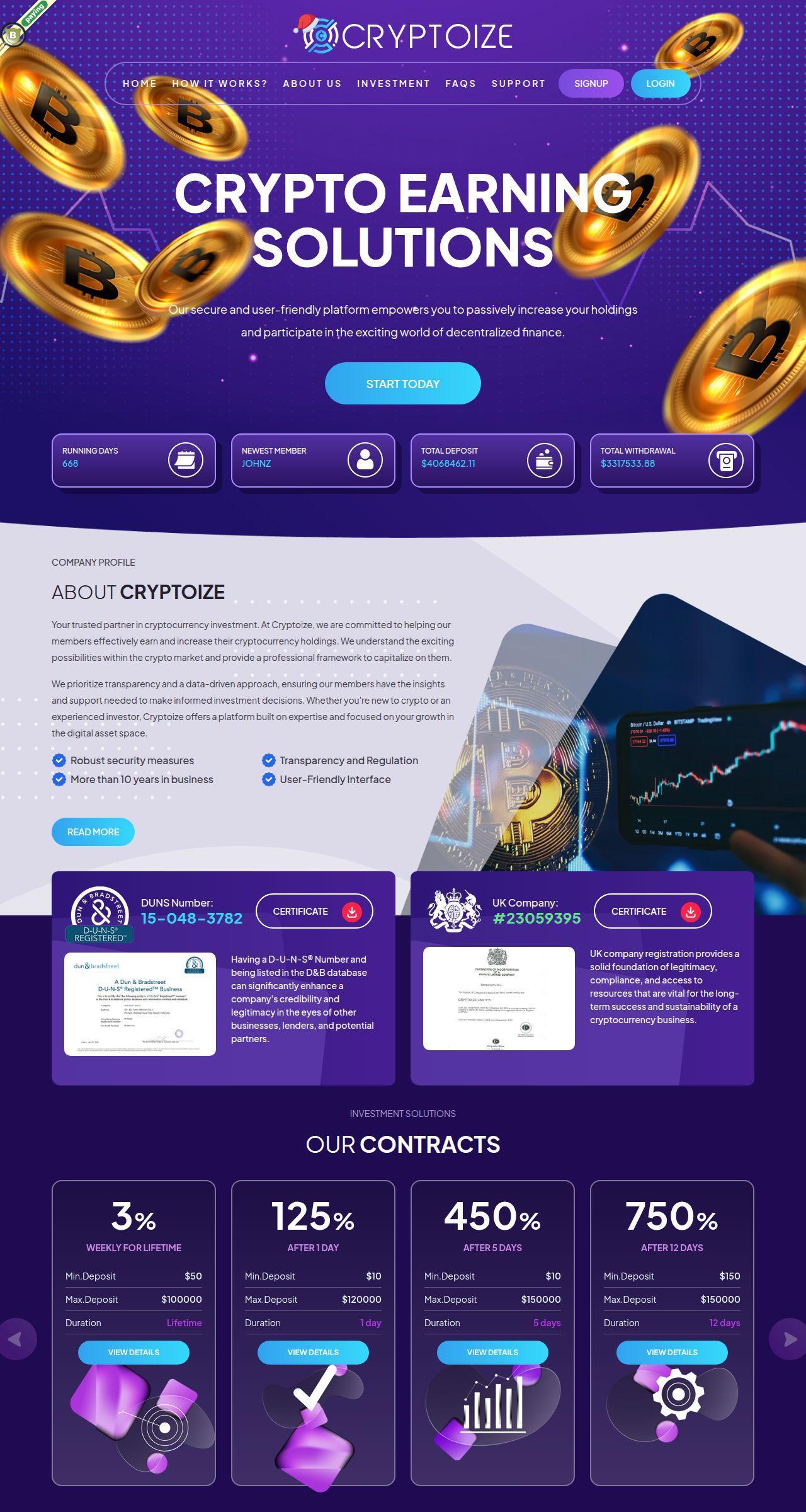 Хайп проект Cryptoize Limited Хайп проект Cryptoize Limited
