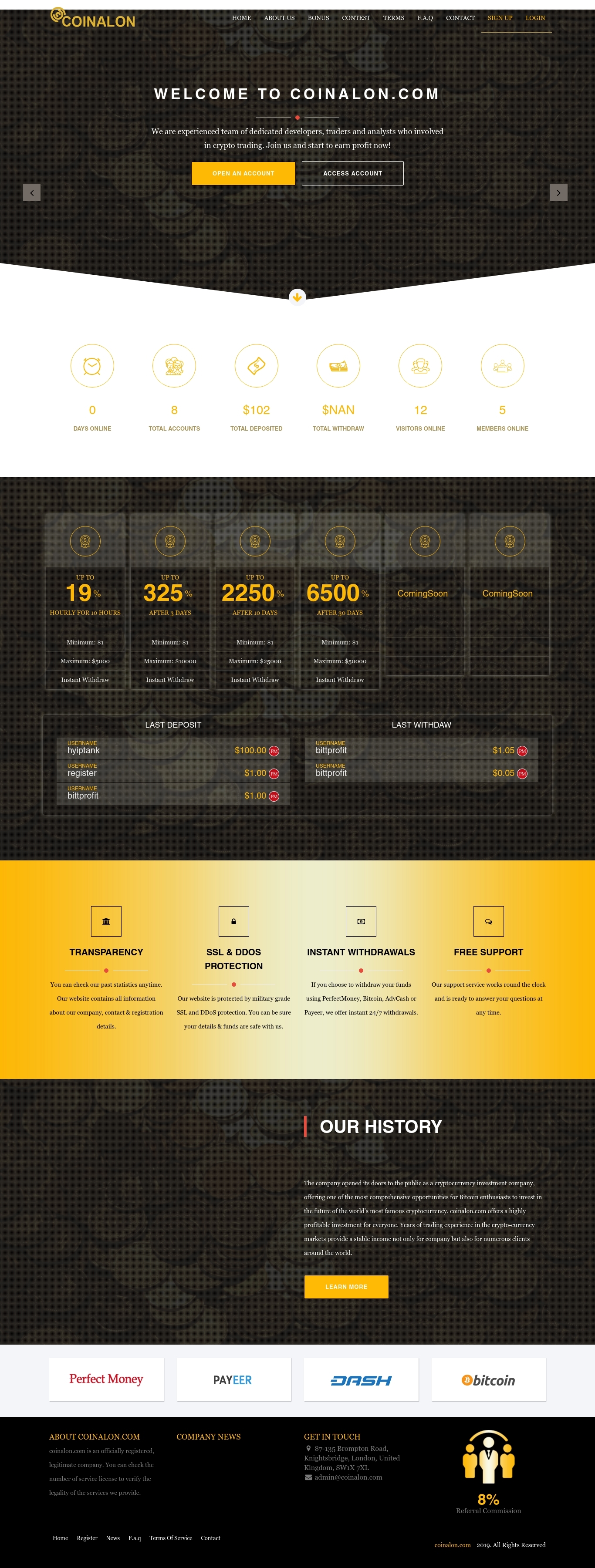 HYIP проект Coinalon