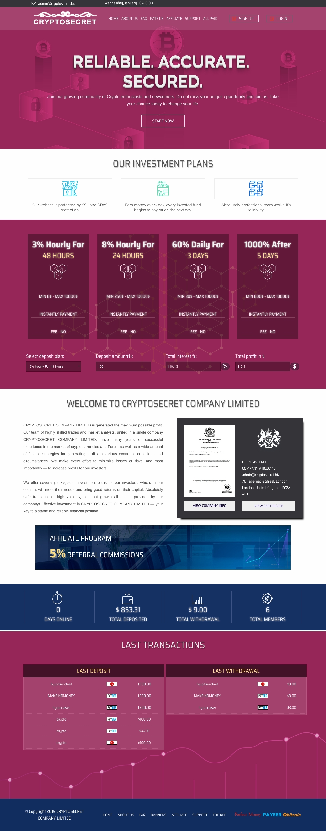 HYIP проект CRYPTOSECRET HYIP проект CRYPTOSECRET