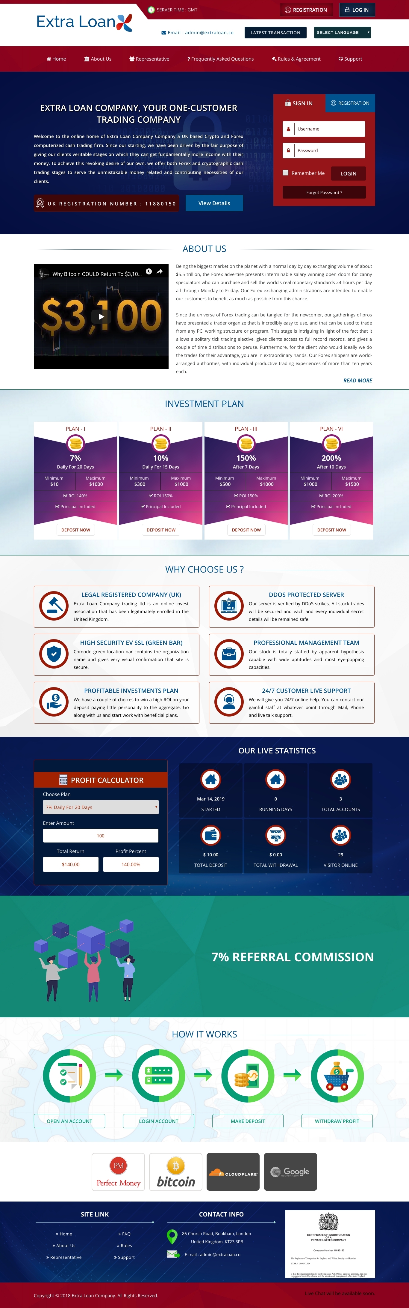 HYIP проект Extra Loan Company