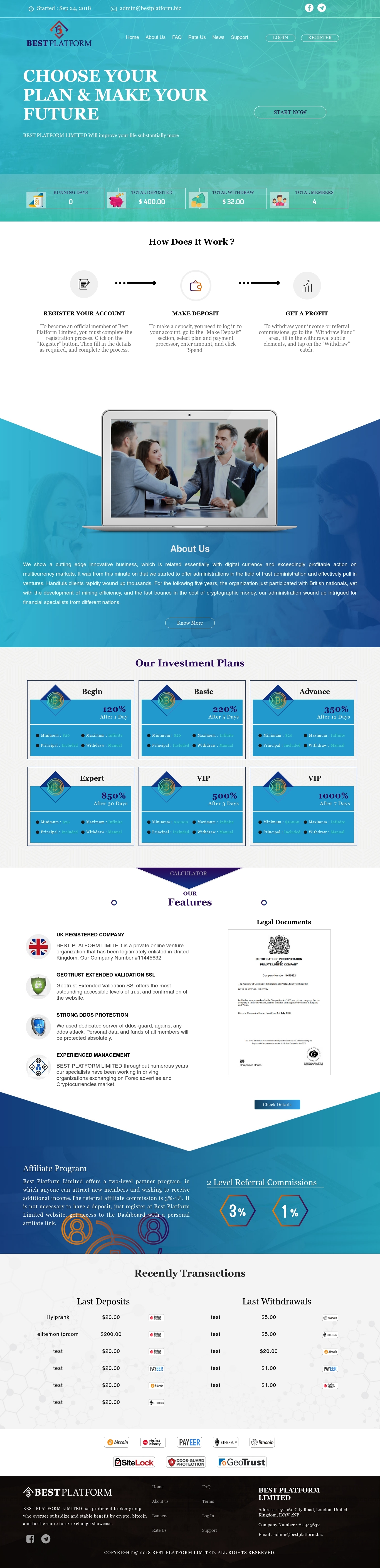 HYIP проект Best Platform Limited