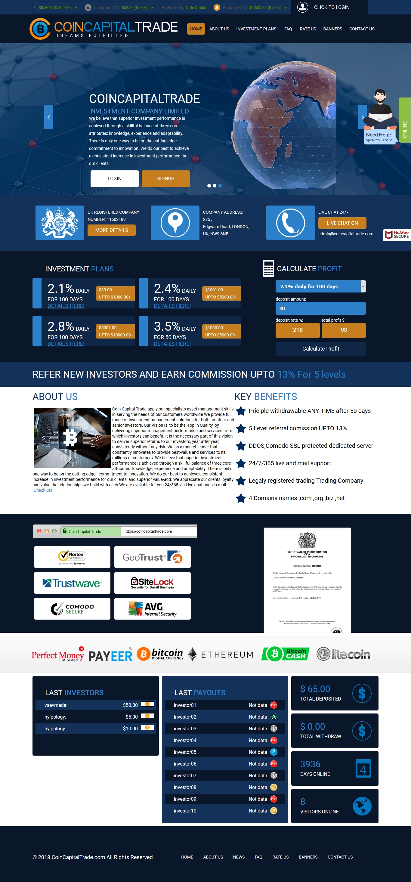 Инвестиционный проект Coin Capital Trade Ltd Инвестиционный проект Coin Capital Trade Ltd