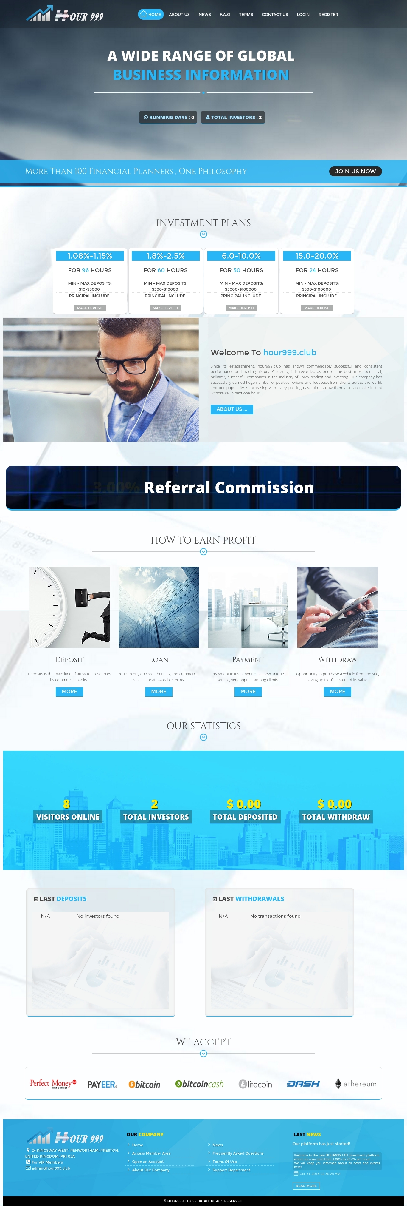 HYIP проект HOUR999 LTD HYIP проект HOUR999 LTD