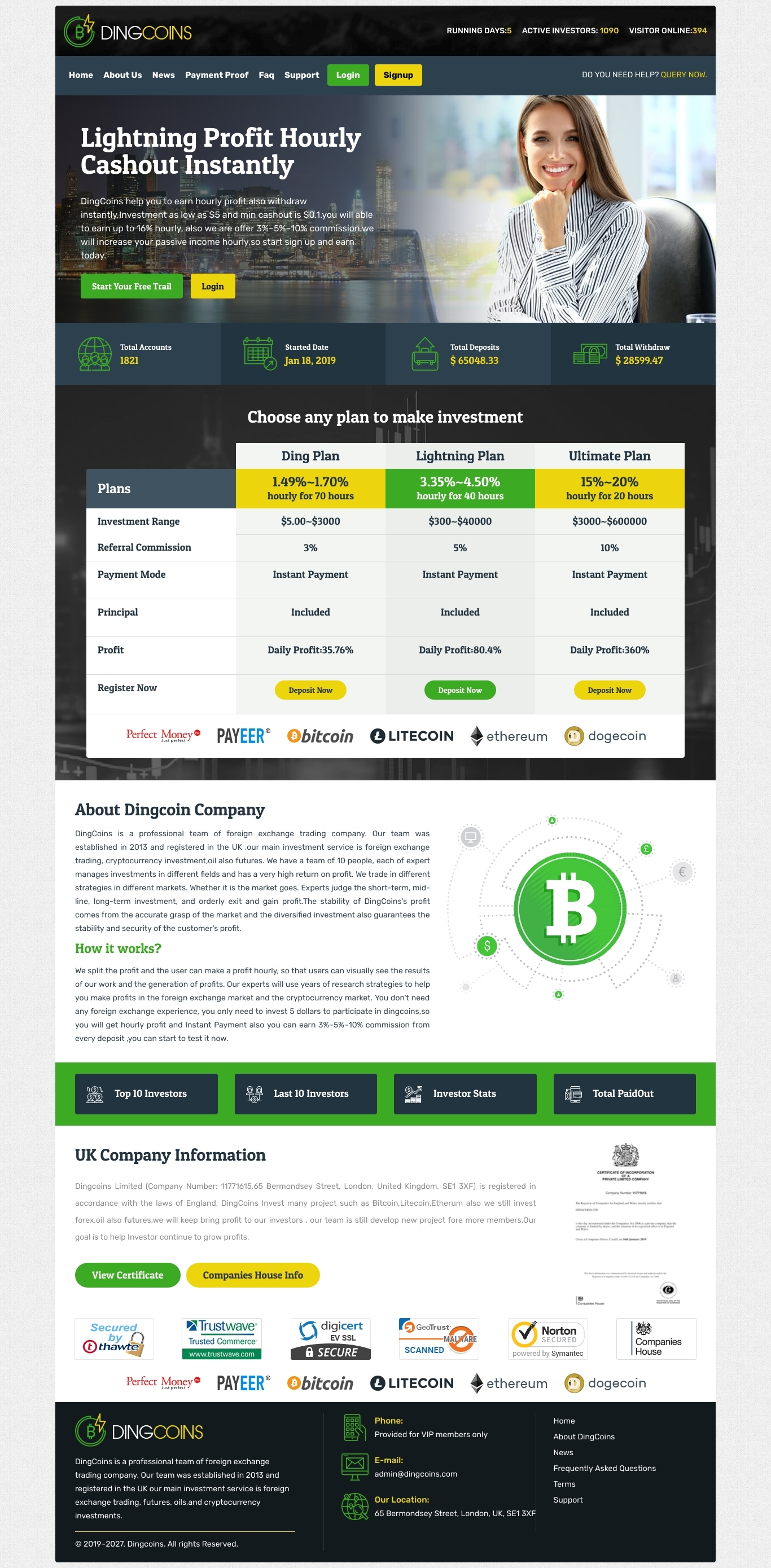 Игровой хайп проект Ding Coins Ltd
