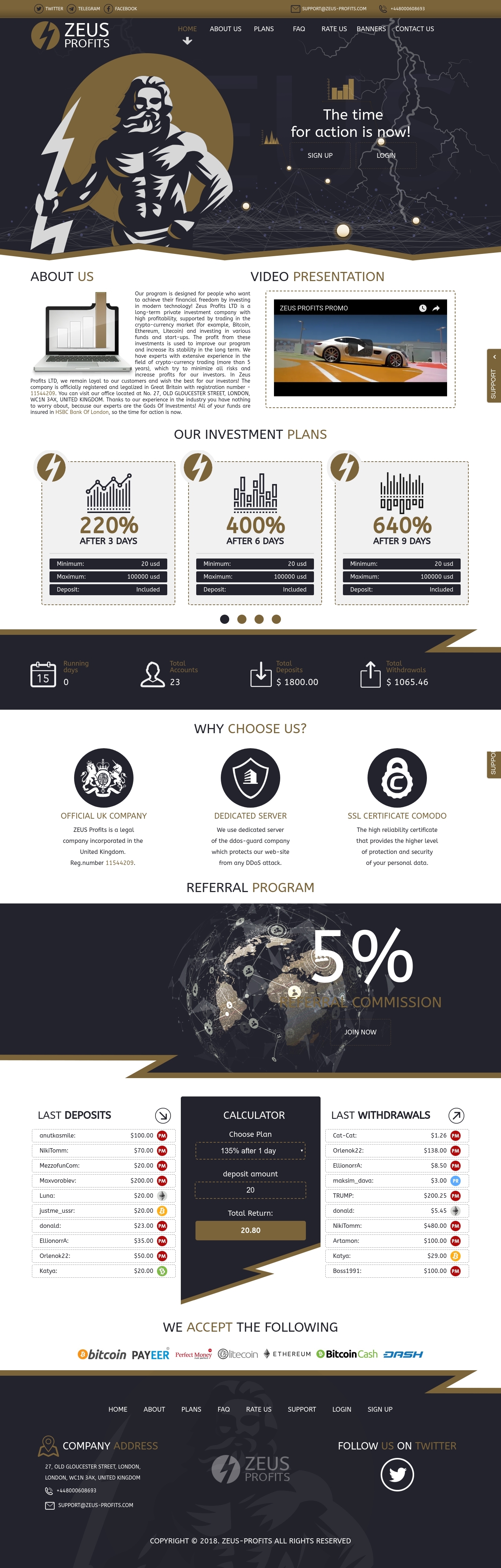 Инвестиционный хайп ZEUS PROFITS LTD Инвестиционный хайп ZEUS PROFITS LTD